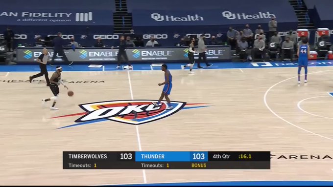 丹吉洛-拉塞尔三分准绝杀，森林狼3分险胜雷霆