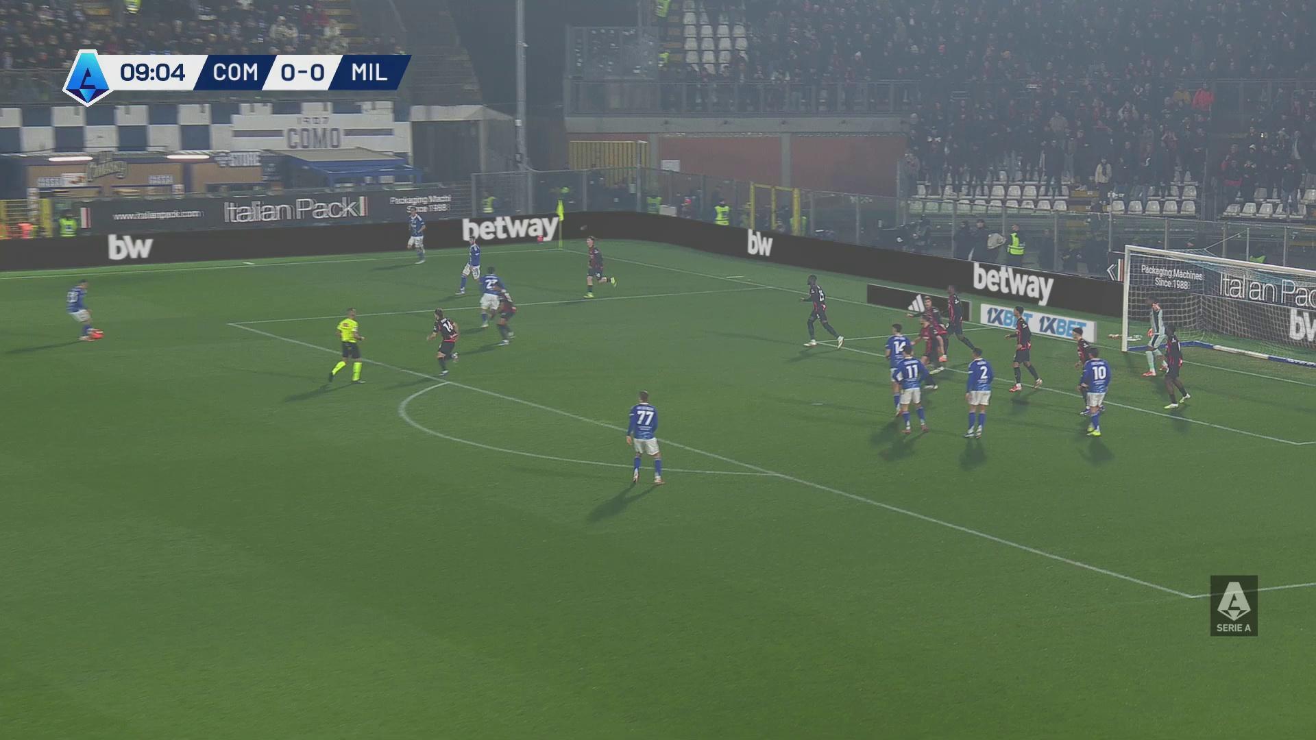 [流言板][集锦]科莫1-3AC米兰，拉比奥双响+造点，恩昆库点射