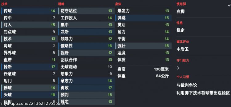 从FM2018属性值对比英超几个后卫