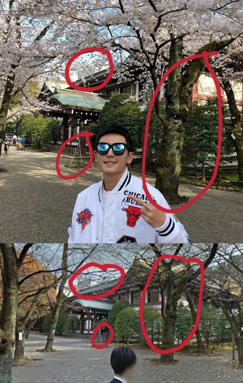 著名演员张哲瀚在靖国神社拍照比耶 虎扑