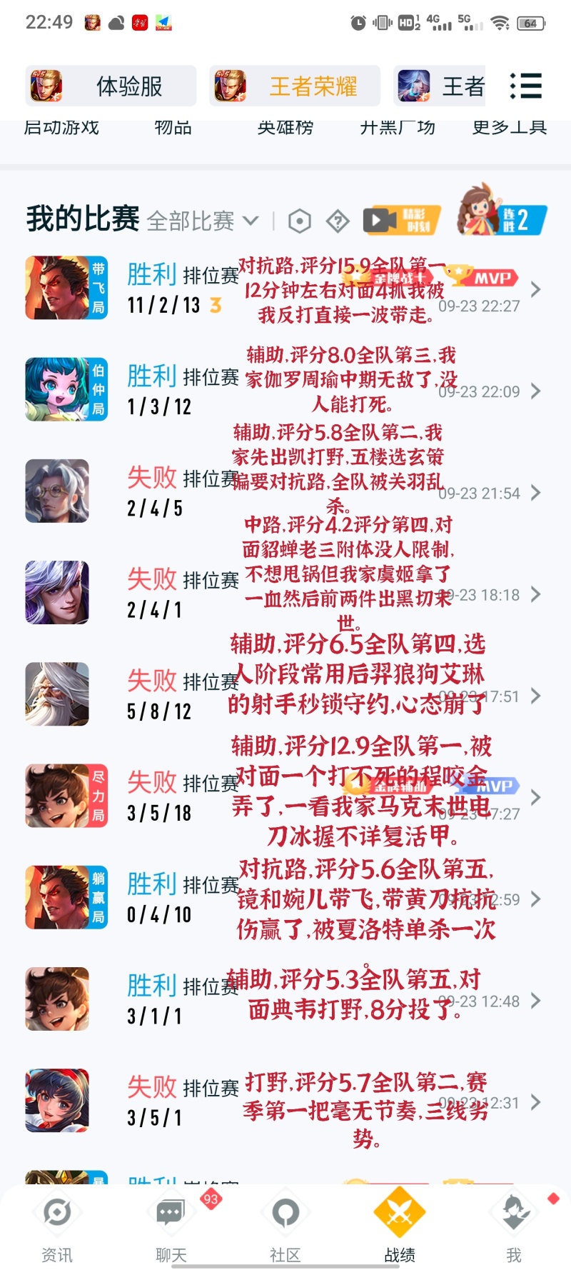 9月23日排位赛总结 4胜5负 虎扑