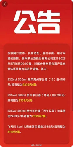茅台凌晨公告涨价