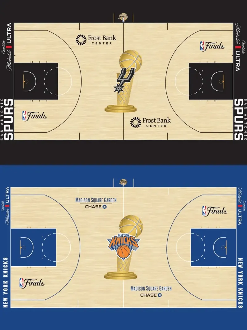 中圈位置金杯图案回归！NBA官方晒总决赛地板效果图